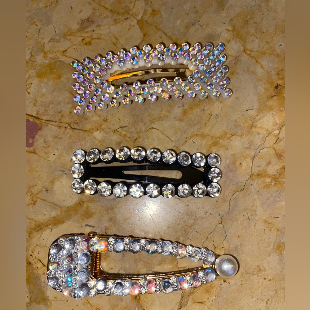 Hair clips rhinestones and crystals